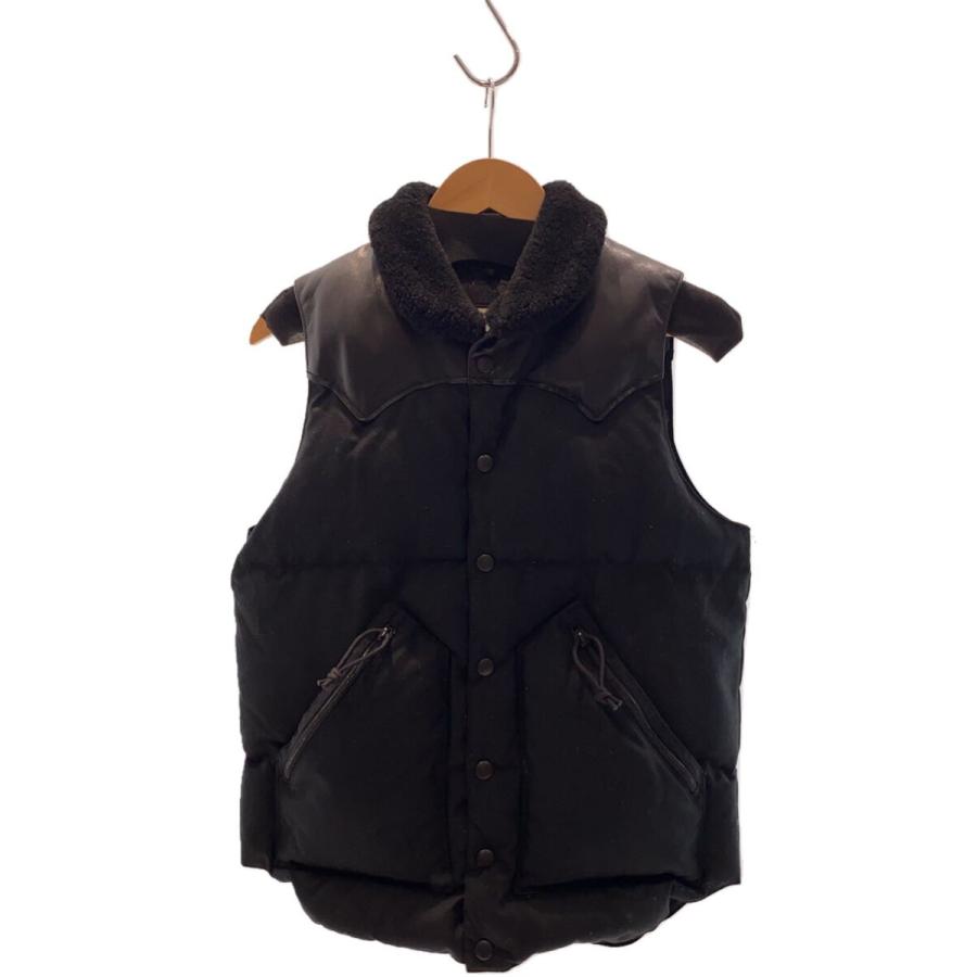 Rocky Mountain Featherbed◇ダウンベスト/36/レザー/BLK/無地/290-172 