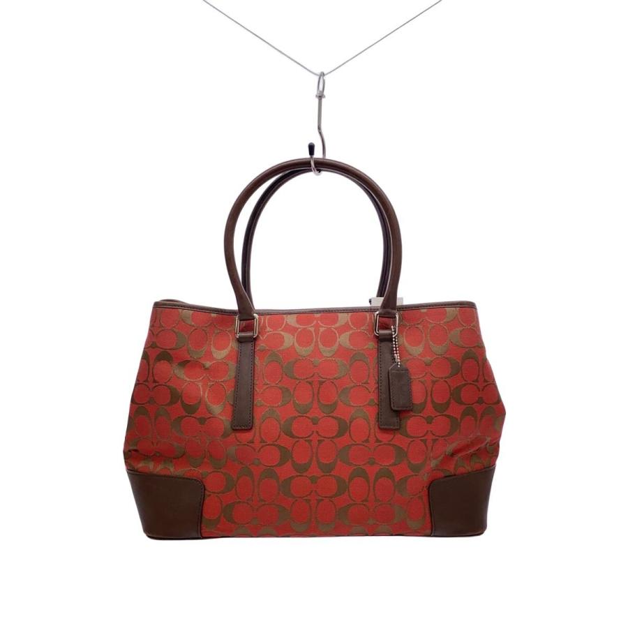 COACH◇トートバッグ_シグネチャー/キャンバス/RED// : セカンド