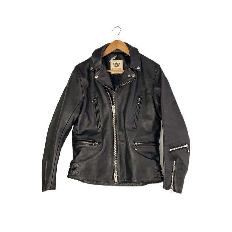 666 Leather Wear◇ダブルライダースジャケット/36/レザー/BLK/無地