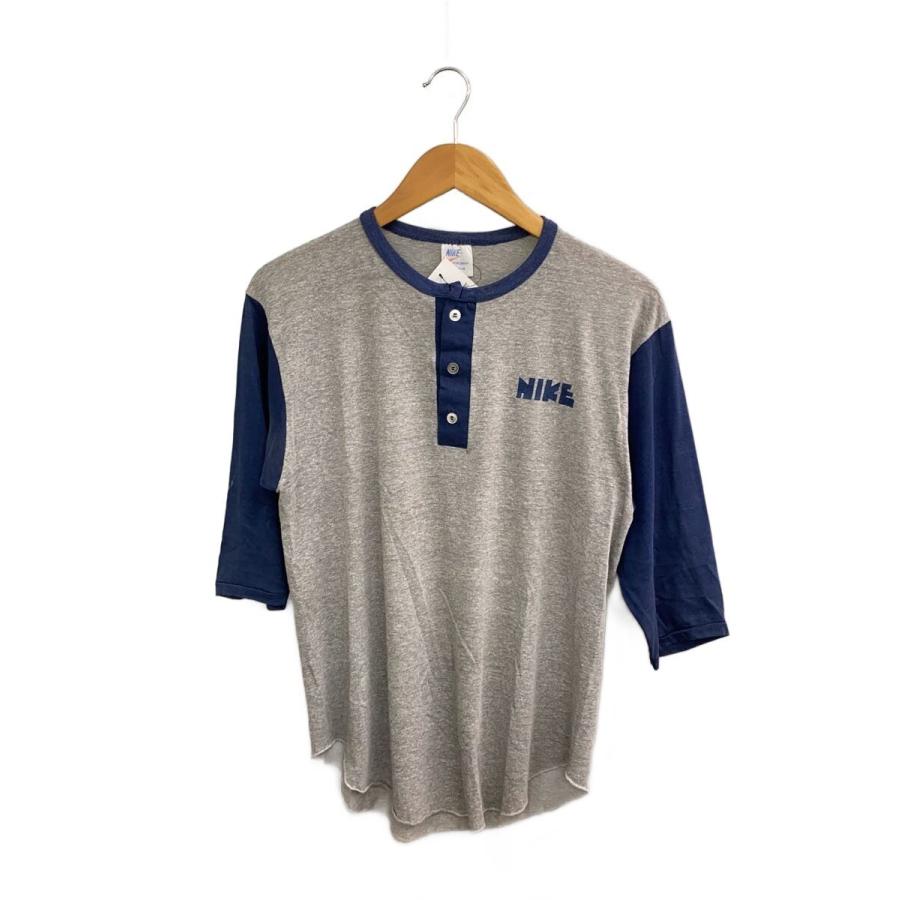 NIKE◇70s/ゴツNIKE/ベースボールTシャツ/L/ポリエステル/GRY