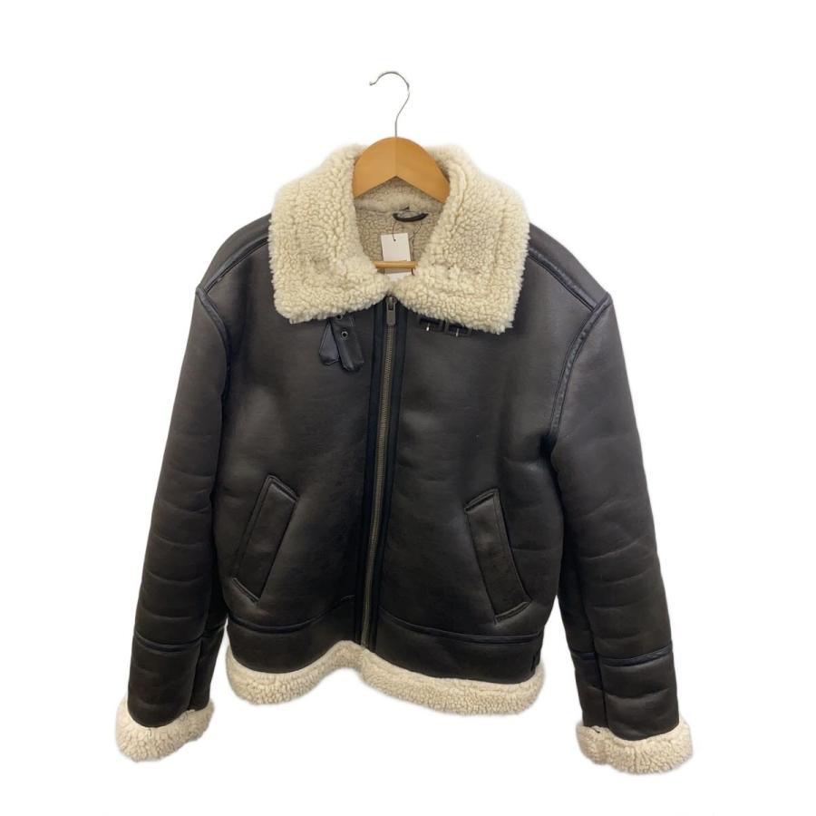 美品 春 ZARA ムートンジャケット　フライトジャケット　メンズ　Mサイズ黒 ZARA MAN◇フェイクムートン/フライトジャケット/M : セカンド