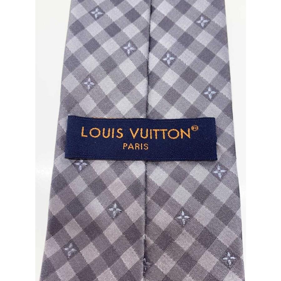 LOUIS VUITTON◇flowers check tie/ネクタイ/シルク/GRY/メンズ/M95479