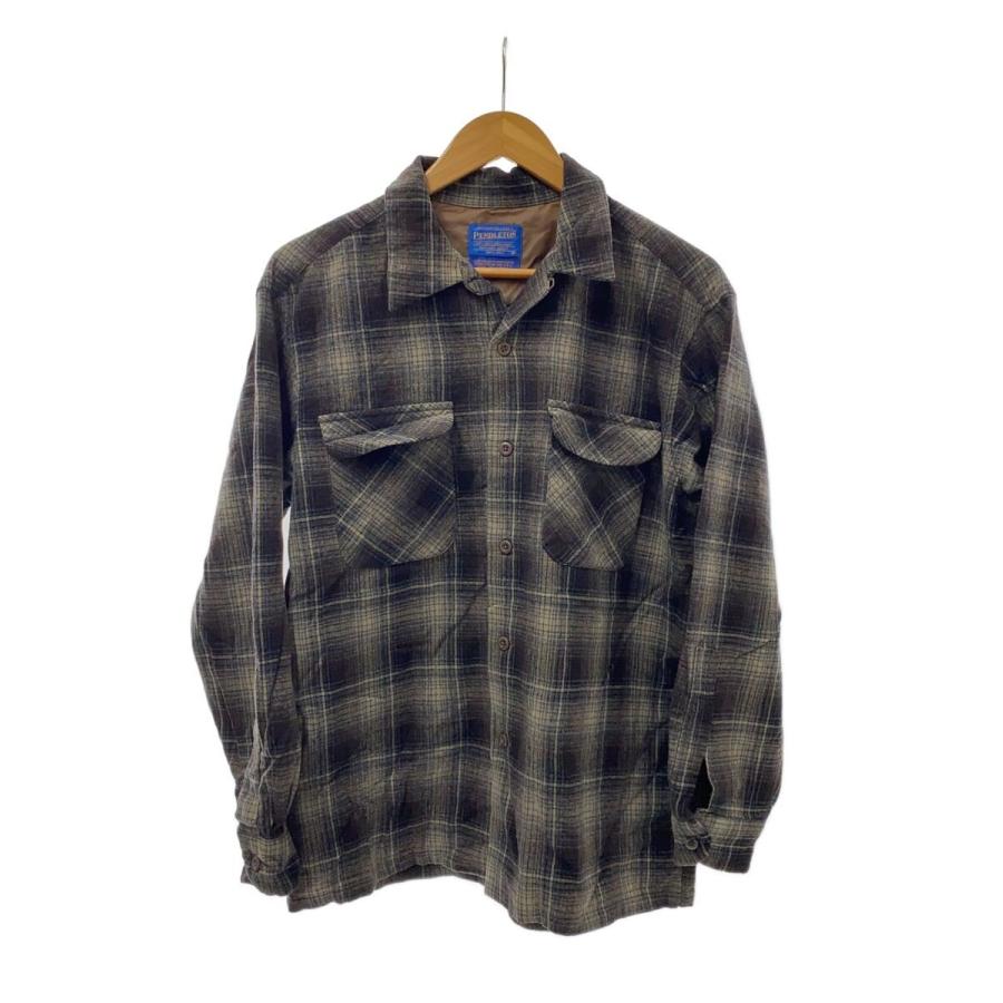 PENDLETON◇90s/長袖シャツ/M/ウール/BRW/チェック : セカンド