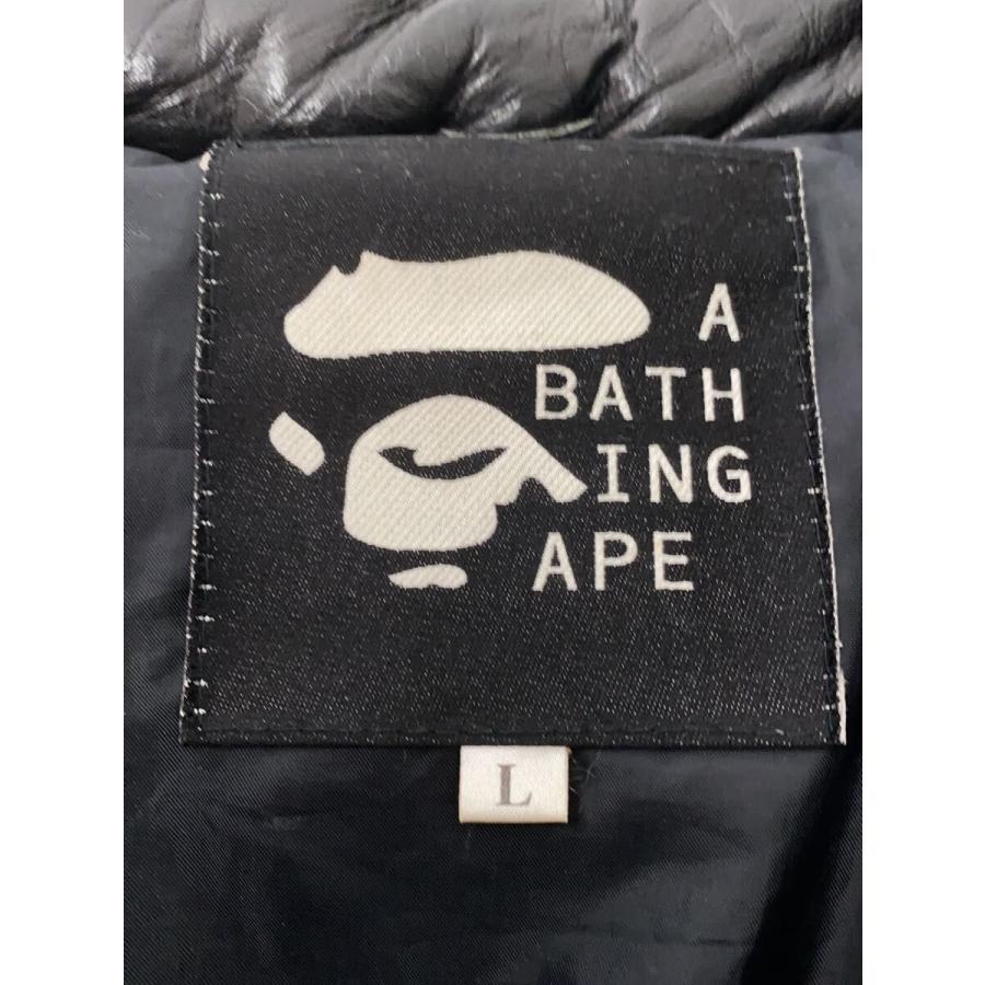 A BATHING APE◆ダウンジャケット/L/牛革/BLK//の画像
