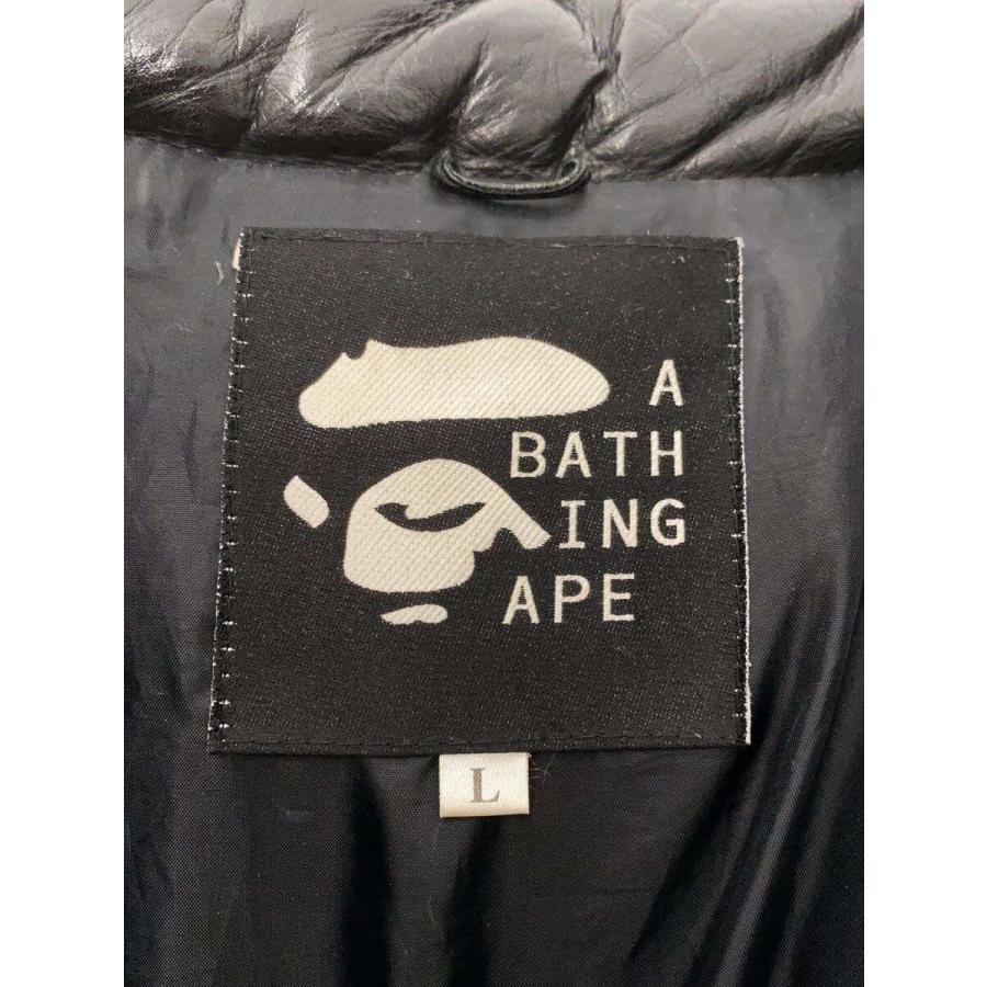 A BATHING APE◆ダウンジャケット/L/牛革/BLK//の画像