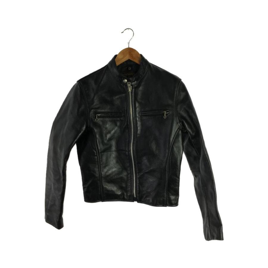 VANSON◇レザーシングルライダースジャケット/34/牛革/BLK/無地 VANSON◇レザーシングルライダースジャケット/34/牛革/BLK/無地