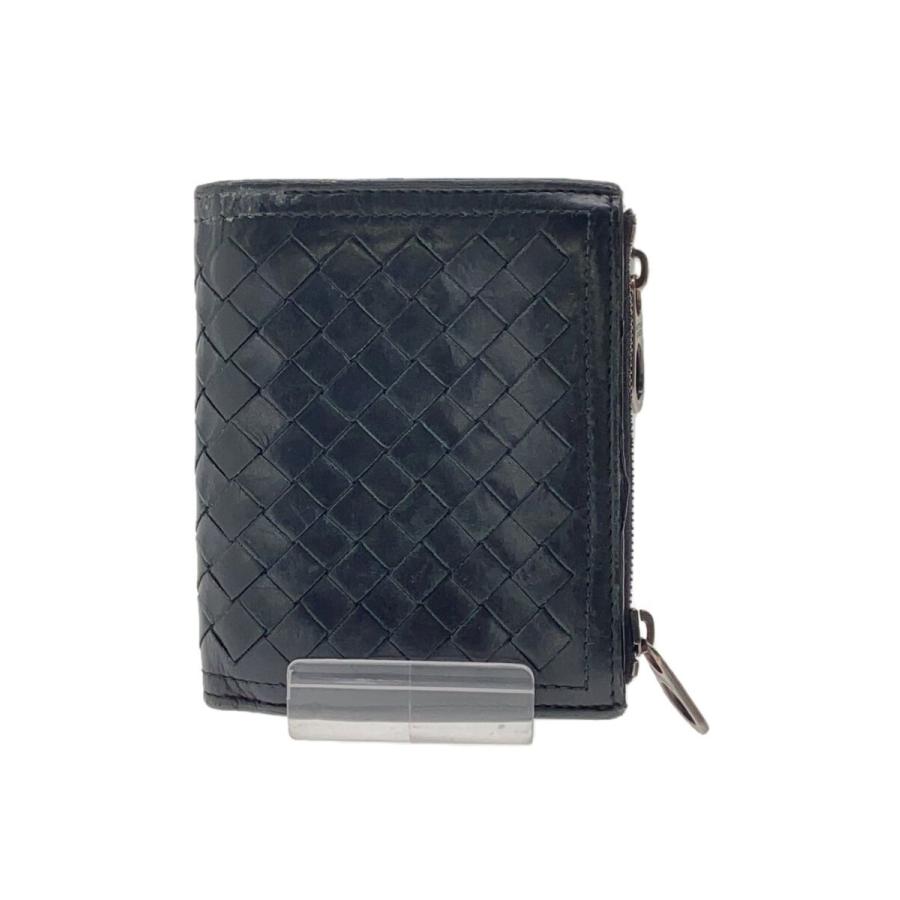 美品　BOTTEGA VENETA パラキート　イントレチャート　2つ折り財布 BOTTEGA VENETA◇イントレチャート/2つ折り財布/レザー/BLK/無地