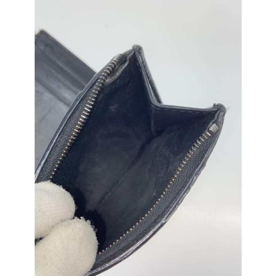 BOTTEGA VENETA◇イントレチャート/2つ折り財布/レザー/BLK/無地