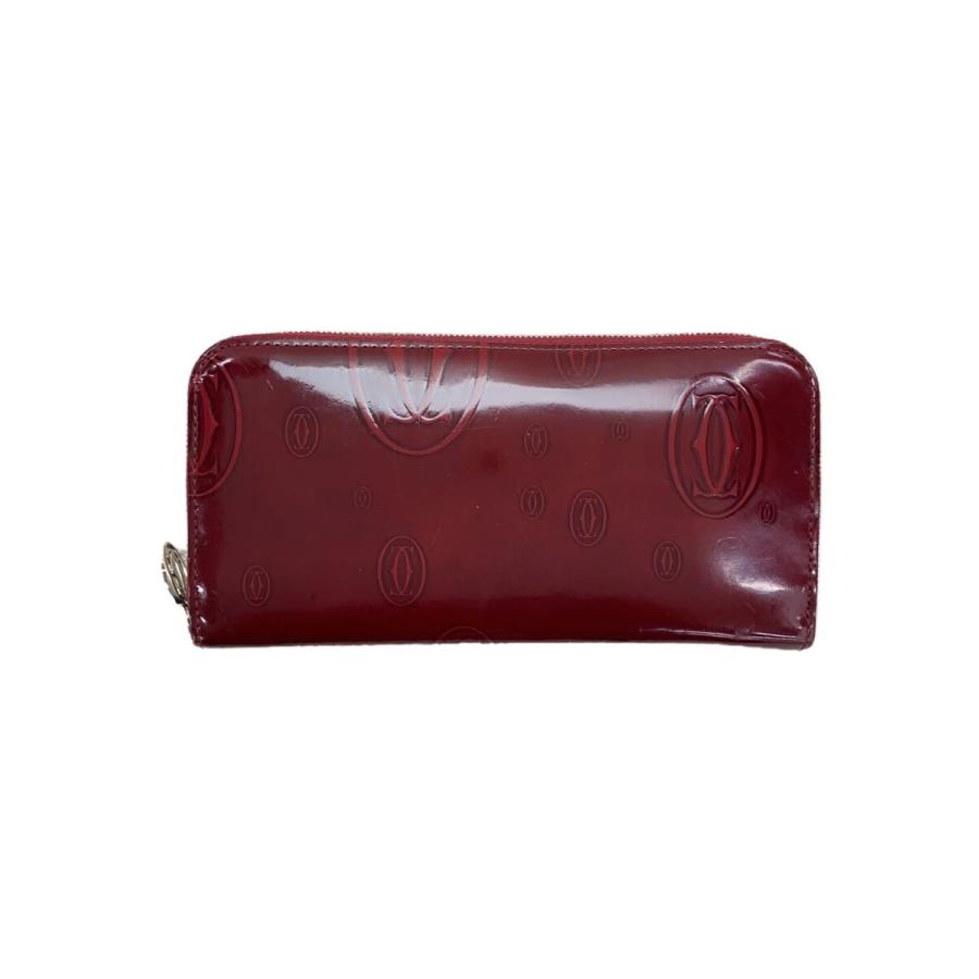 Cartier◇ハッピーバースデー/ラウンドジップ/長財布/エナメル/BRD/総 