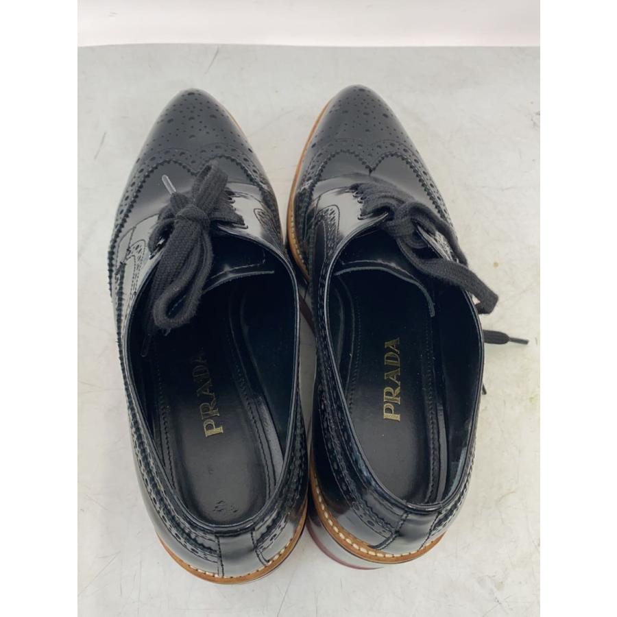 PRADA◇ウィングチップ/レースアップシューズ/厚底/シューズ/37/BLK