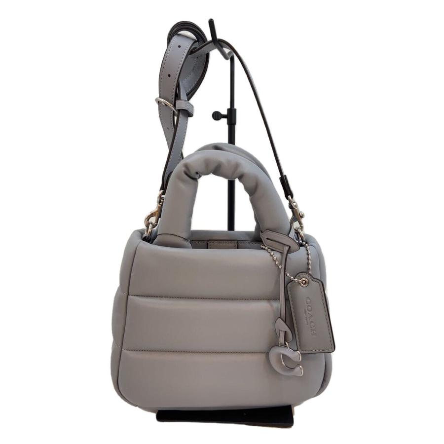 COACH◇ミニピロートート/トートバッグ/レザー/GRY/無地/CL592