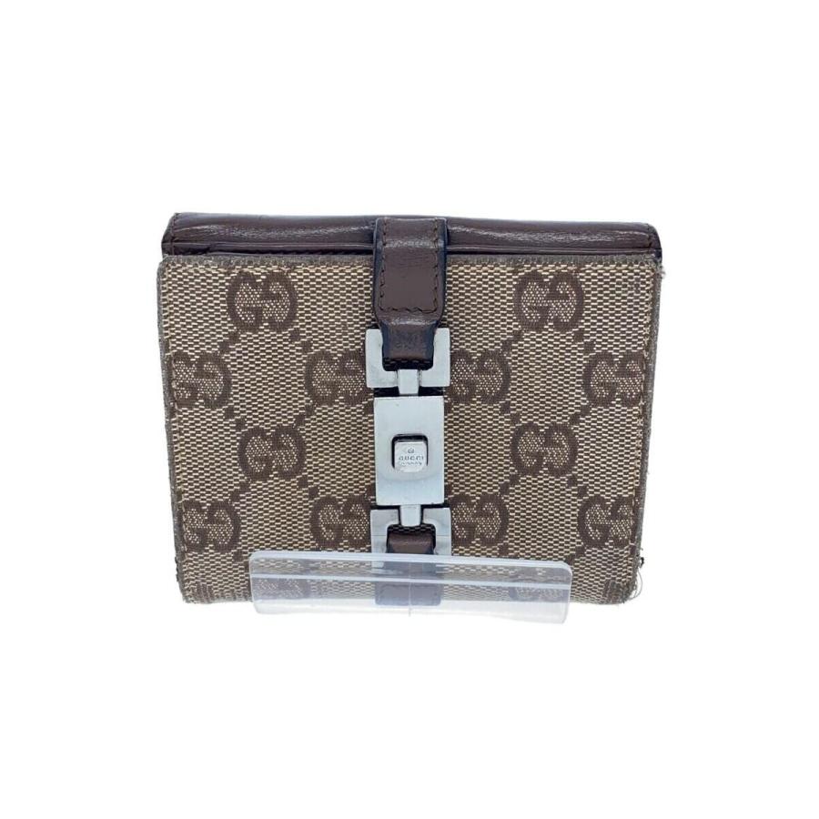 GUCCI◇2つ折り財布/キャンバス/BEG/05470・1408/使用感有/内側べた付 