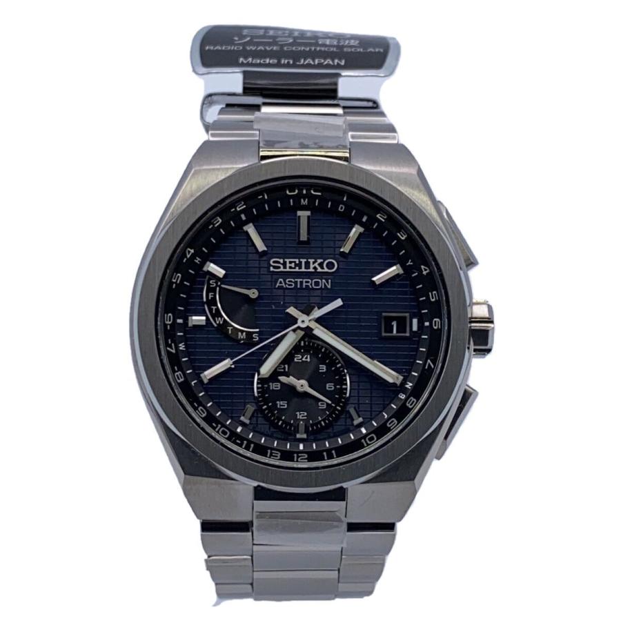 SEIKO◇ソーラー腕時計/アナログ/ステンレス/NVY/SLV/8B63-0BH0