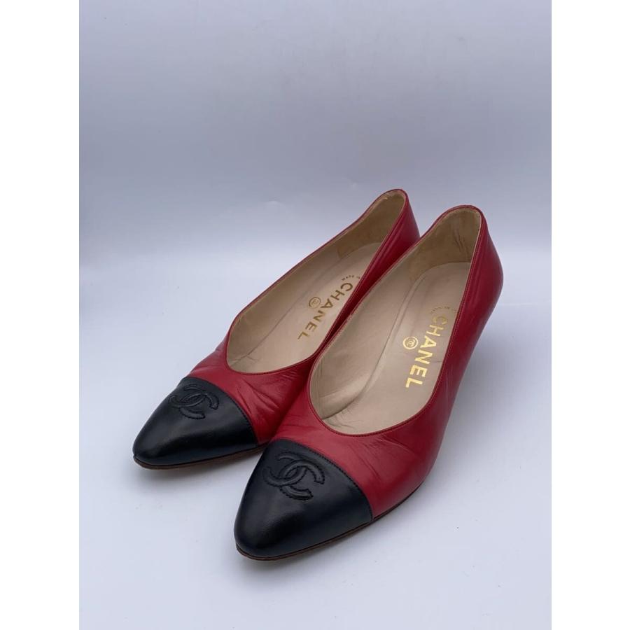 美品 CHANEL パンプス サイズ37 1/2 レザー レッド×ブラック CHANEL◇パンプス/37.5/RED/レザー : セカンドストリートYahoo!店
