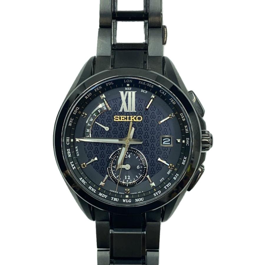 SEIKO◇ソーラー腕時計/アナログ/ステンレス/BLK/BLK/8B63-0AT0