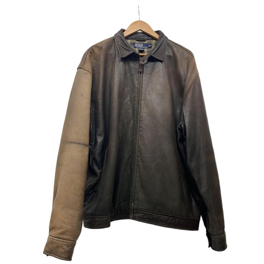 POLO RALPH LAUREN◇レザージャケット・ブルゾン/XL/羊革/BRW/無地