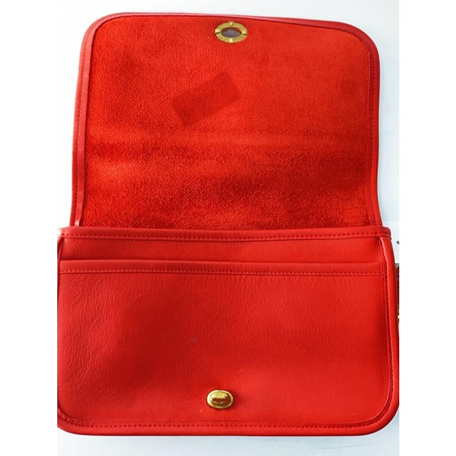 COACH◇ショルダーバッグ/レザー/RED/無地/044/オールドコーチ/ターン