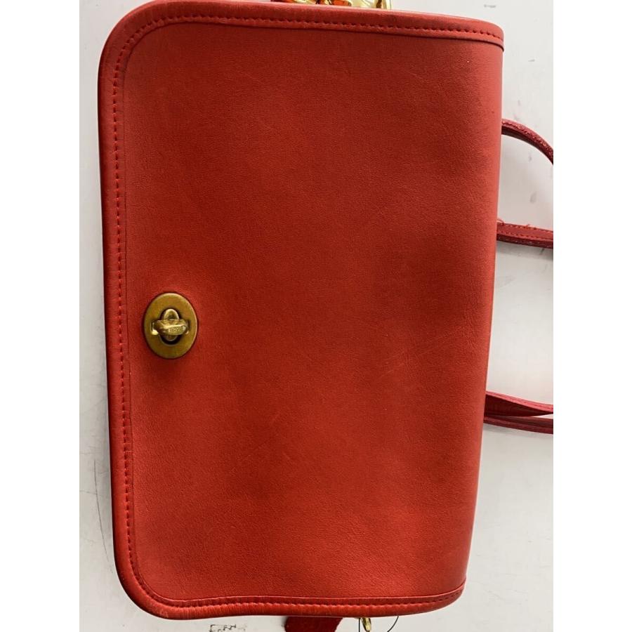 COACH◇ショルダーバッグ/レザー/RED/無地/044/オールドコーチ/ターン