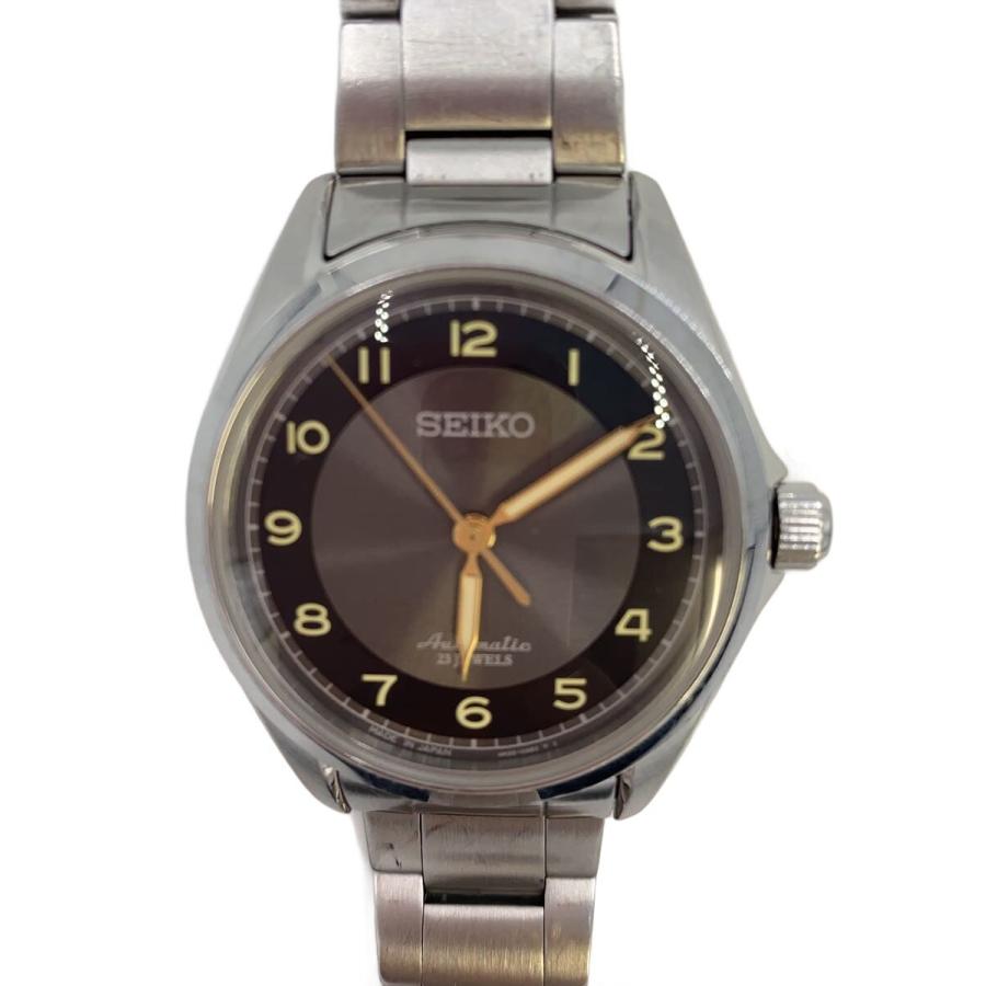 SEIKO◇自動巻腕時計/アナログ/ステンレス/BLK/SLV/SS/4R35-02R0