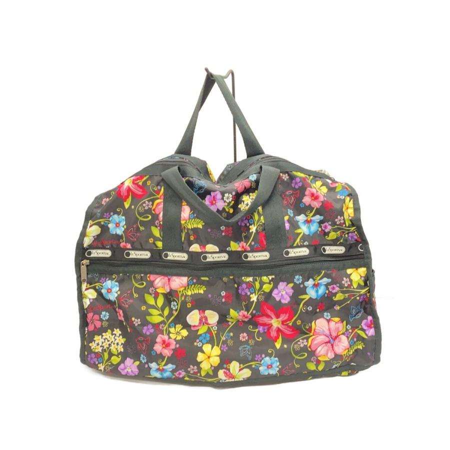 【美品】レスポートサック ハワイ限定 コラボ ボストンバッグ 花 ブラック LESPORTSAC◇ボストンバッグ/--/BLK/花柄/ハワイ限定// : セカンド