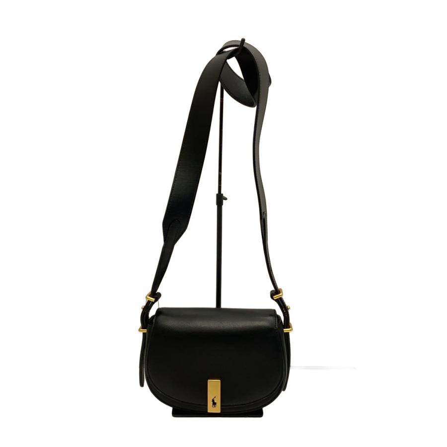 RALPH LAUREN◇カーフスキンサドルバッグ/ショルダーバッグ/牛革/BLK 