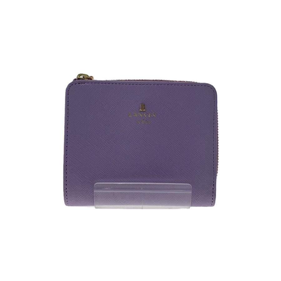 LANVIN en Bleu◇2つ折り財布/レザー/パープル/無地/レディース