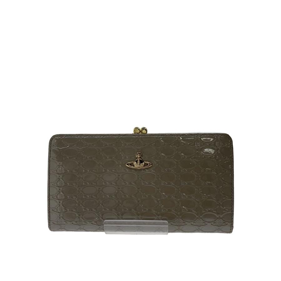 Vivienne Westwood◇オーブ/がま口/長財布/エナメル/グレージュ/総柄