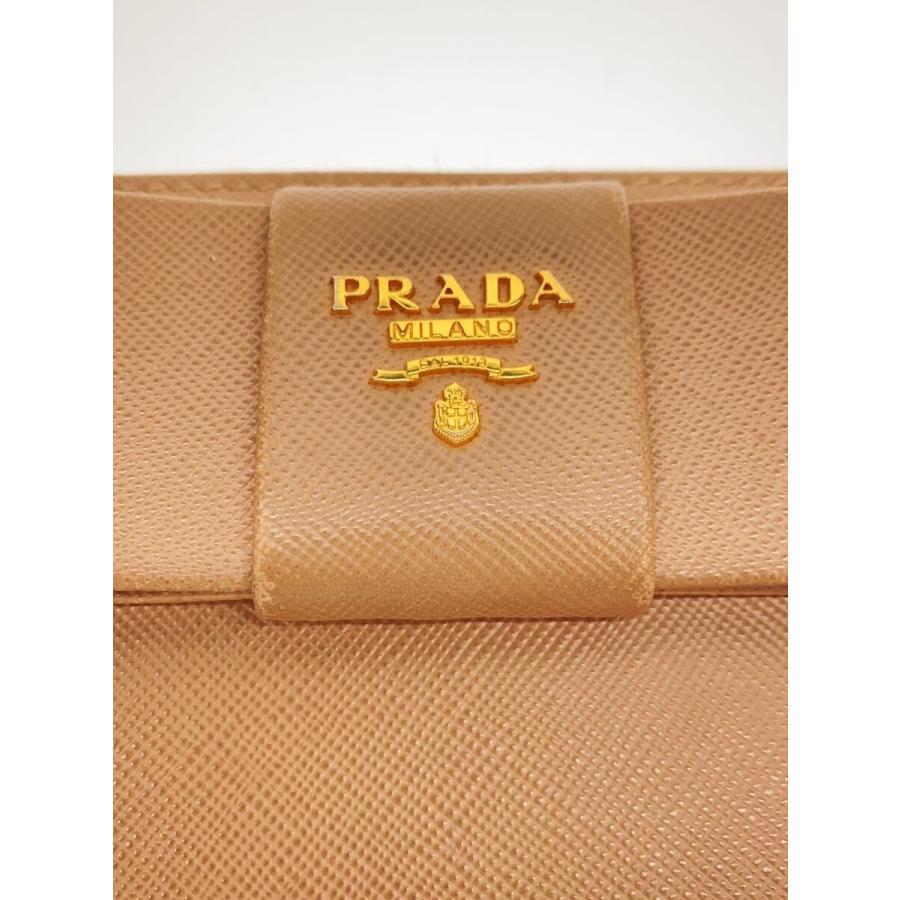 PRADA◇サフィアーノ/リボン/長財布/レザー/ベージュ/レディース