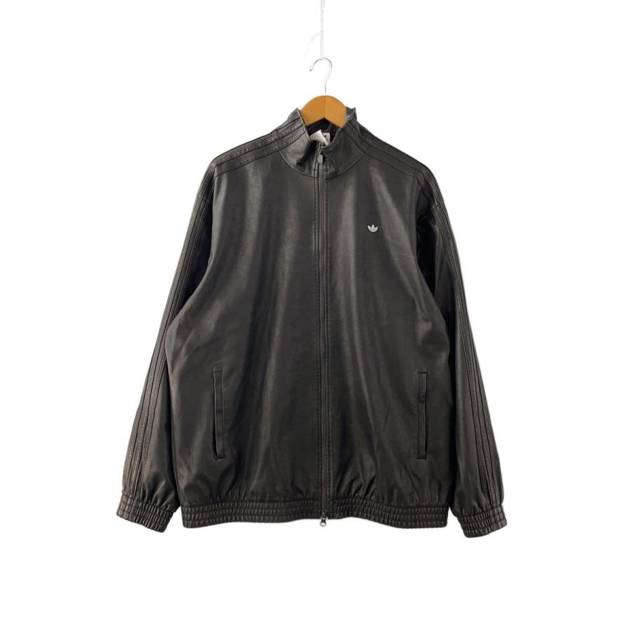 adidas◇PLEATHER FIREBIRD OVERSIZED TRACKTOP/L/フェイクレザー 