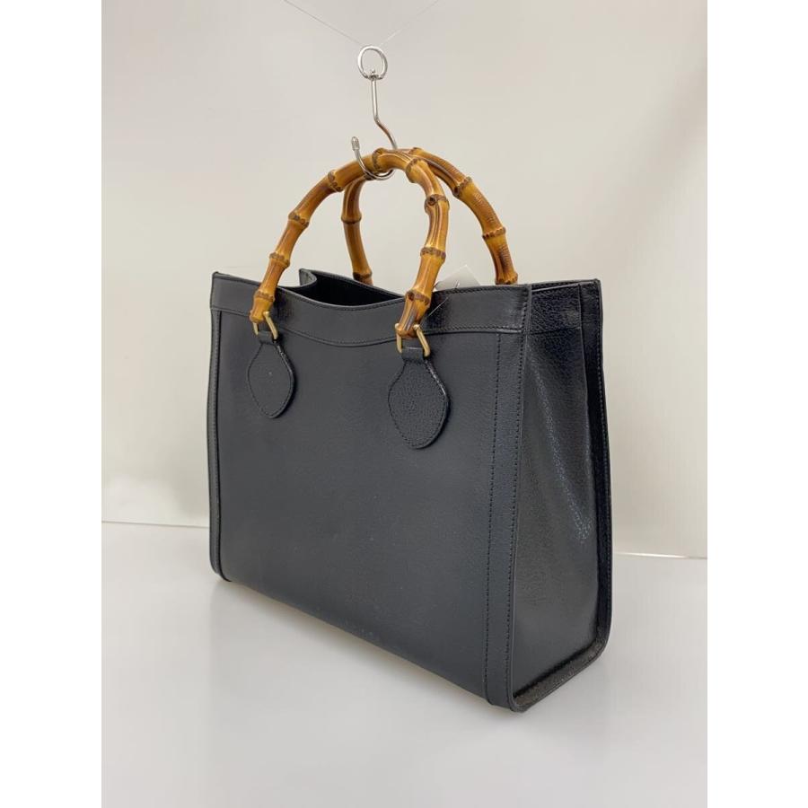 GUCCI◇バンブーハンドル/ハンドバッグ/レザー/BLK/ダイアナ/? NULL