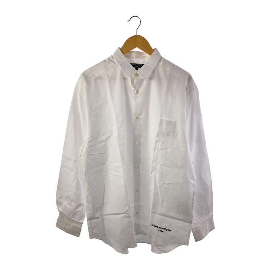 COMME des GARCONS HOMME◇AD2023/綿ブロードL/Sシャツ/左裾ロゴ刺繍/L 