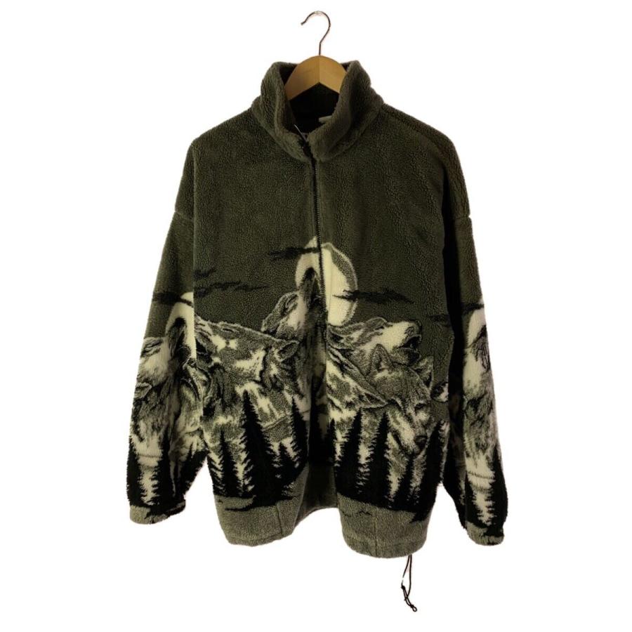 90s/USA製/ウルフ/mazmania/フリースジャケット/XL/アクリル/GRY