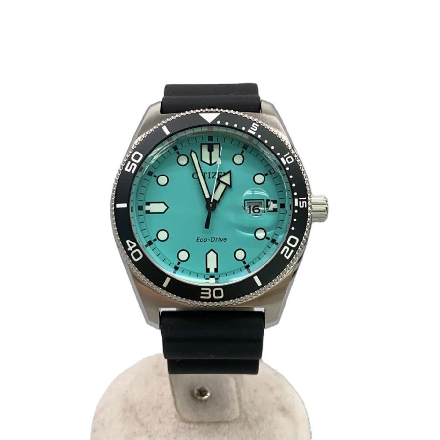 CITIZEN◇ECO-DRIVE/クォーツ腕時計/アナログ/ラバー/GRN/BLK/J810