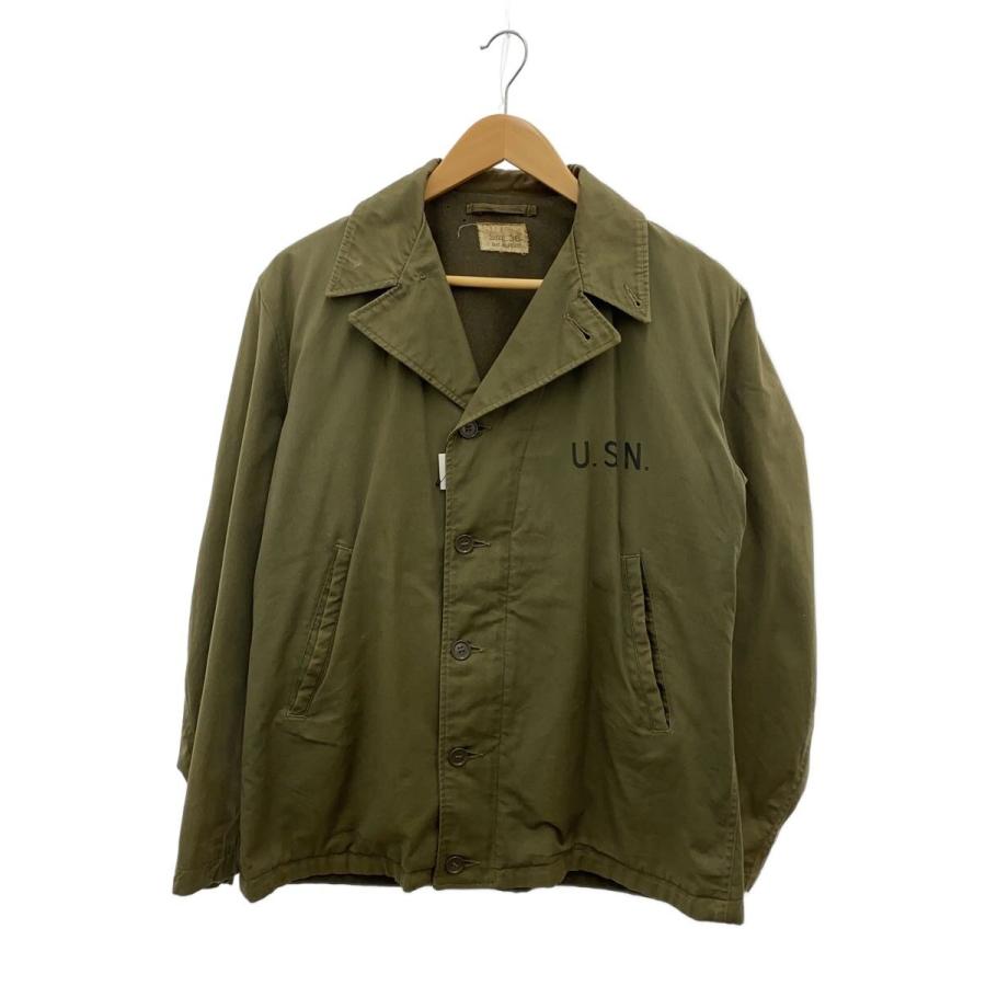 US.NAVY◇40s/N-4/デッキジャケット/38/コットン/KHK/無地 : セカンド