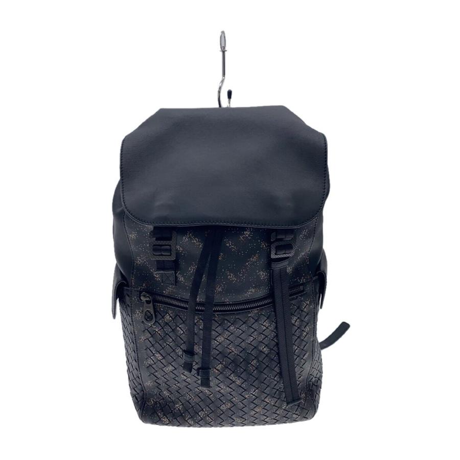 BOTTEGA VENETA◇リュック/レザー/BLK/総柄/B07637598A BOTTEGA VENETA◇リュック/レザー/BLK/総柄/B07637598A