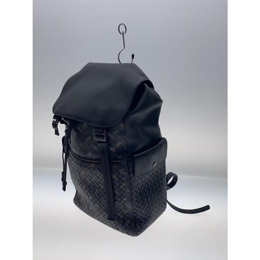 BOTTEGA VENETA◇リュック/レザー/BLK/総柄/B07637598A BOTTEGA VENETA◇リュック/レザー/BLK/総柄/B07637598A