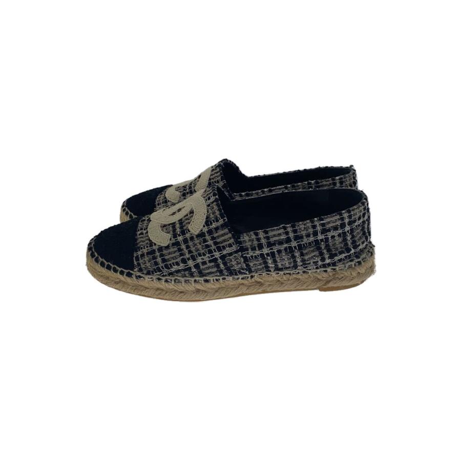 CHANEL◇ココマーク/ツイード/エスパドリーユ/36/BLK/WHT/G34546  