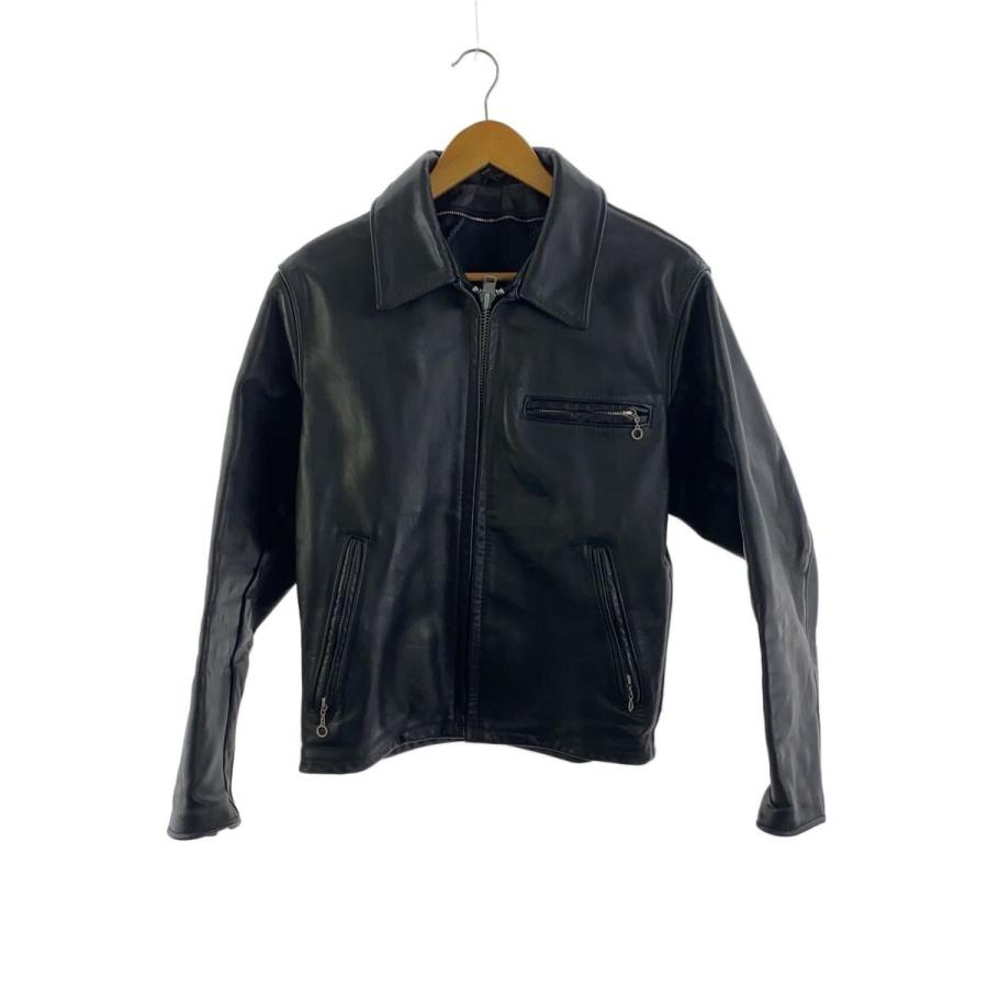Schott◇シングルライダースジャケット/36/レザー/BLK/無地/642