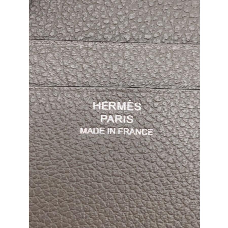 【新品】HERMES ダークグレー レザー カードケース HERMES◇カードケース/レザー/GRY/無地/メンズ : セカンドストリート