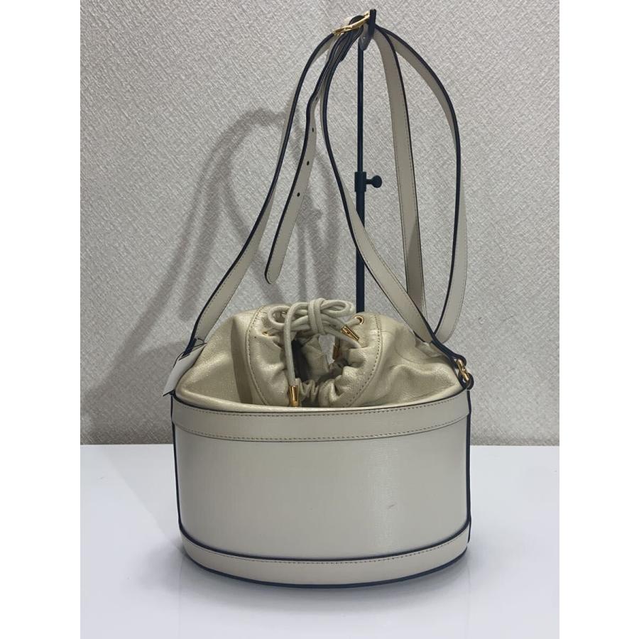 GUCCI◇バケットバッグ_ホースビット1955/レザー/WHT : セカンド 