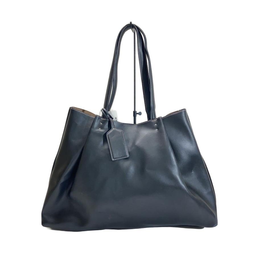 ZARA◇PINCH TOTE BAG/トートバッグ/フェイクレザー/BLK/無地/6011/510
