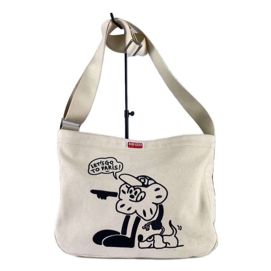 KENZO ベージュ キャンバス ショルダーバッグ