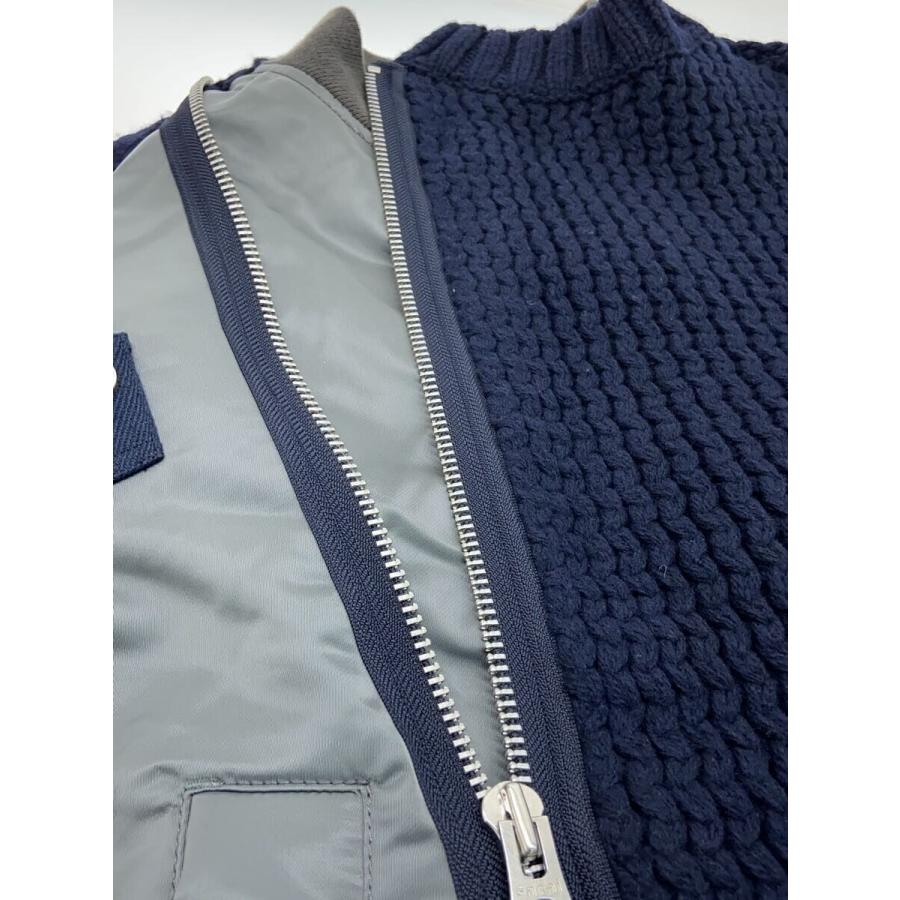 sacai◇ブルゾン/4/ウール/ネイビー/23-03165M/ニット切替ブルゾン