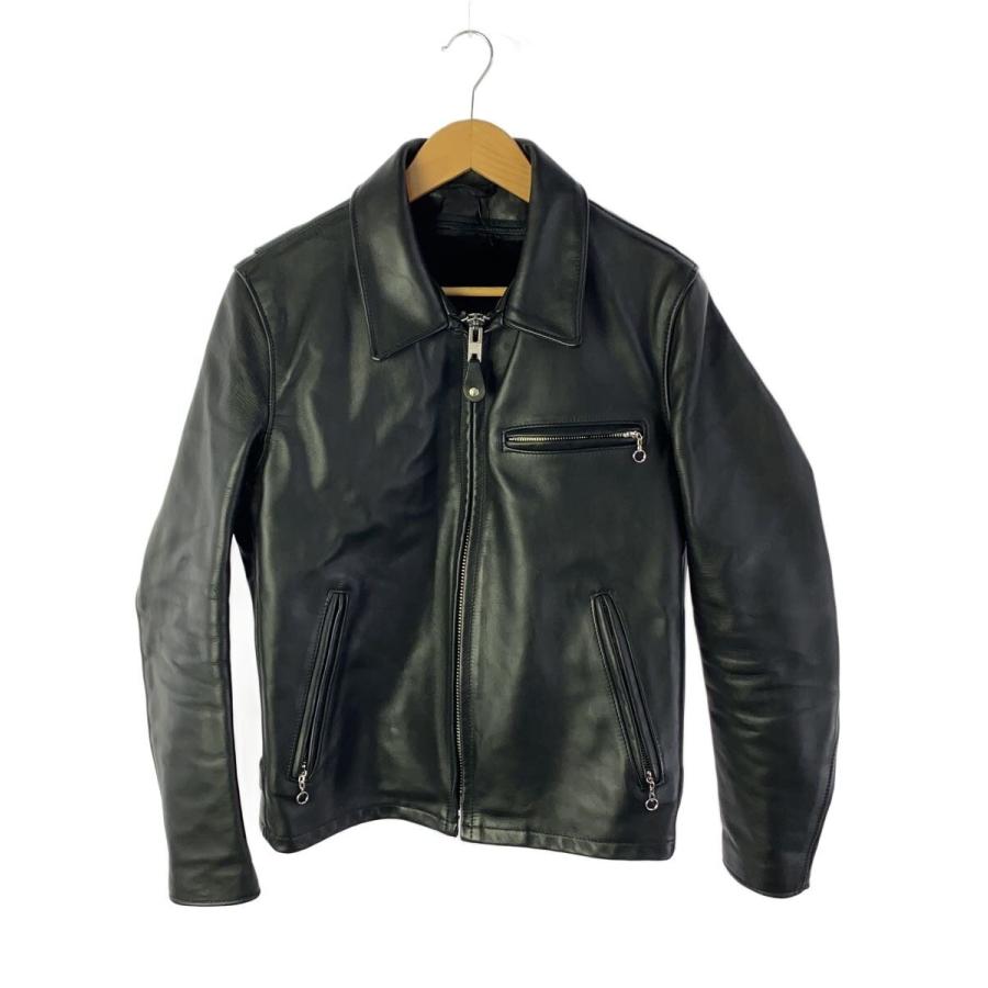 schott 黒レザーシングルライダースジャケット Schott◇シングルライダースジャケット/38/牛革/BLK/無地/6934