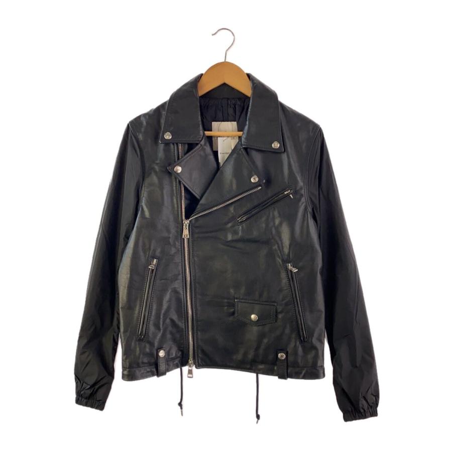 MONCLER◇MASSART GIUBBOTTO/ダブルライダースジャケット/2/牛革/BLK