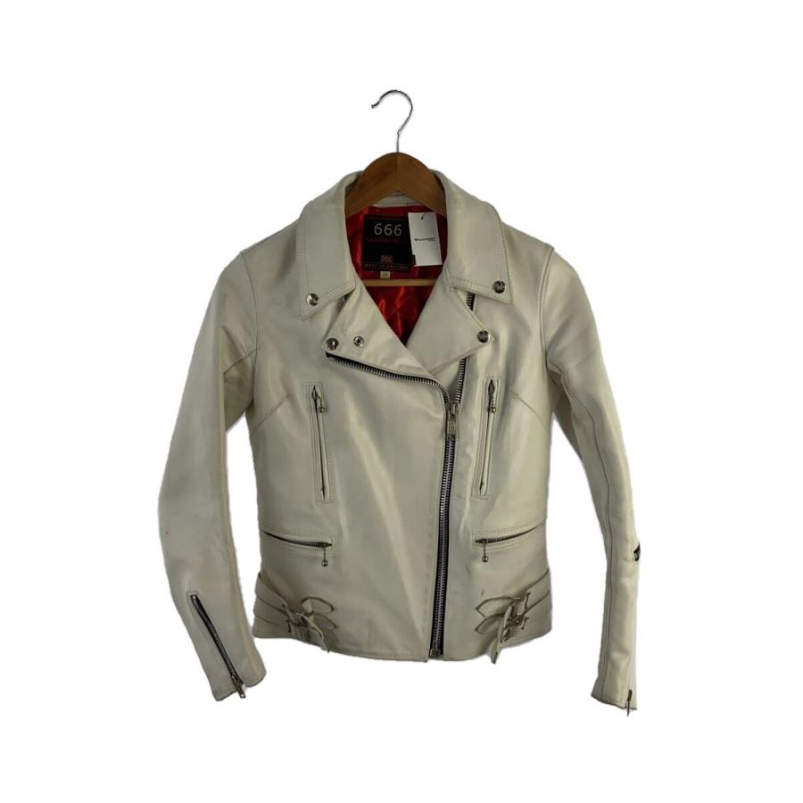 666 Leather Wear◇ダブルライダースジャケット/34/レザー/WHT