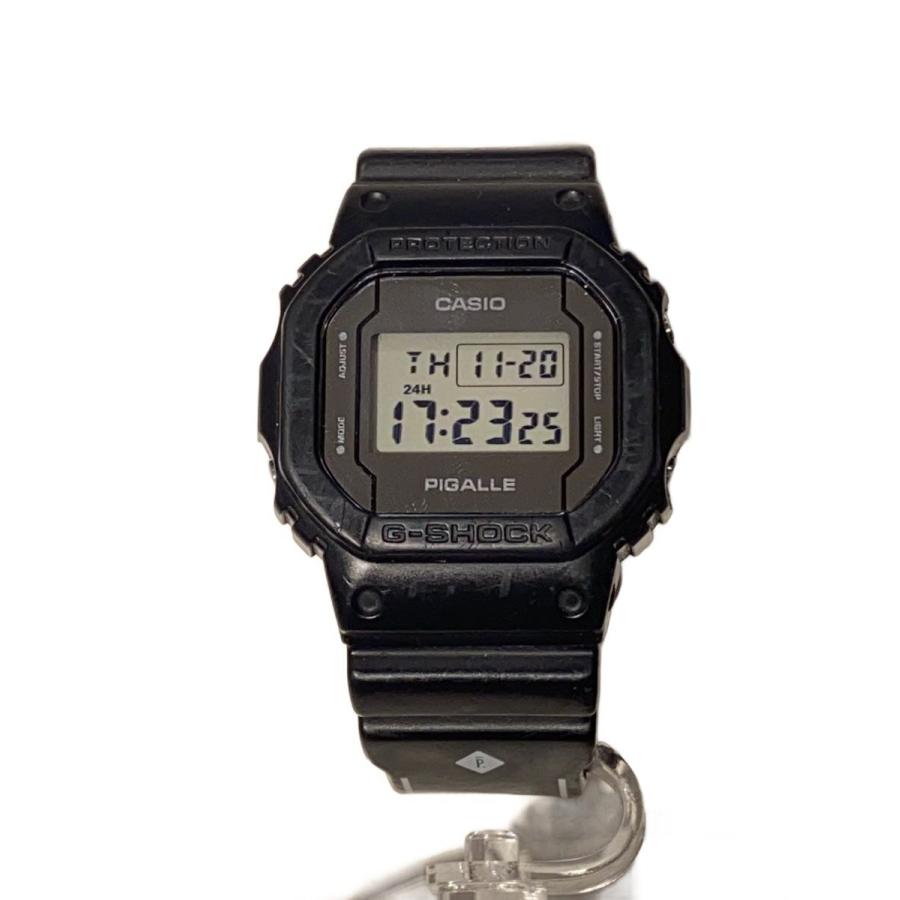 CASIO◇×PIGALLE/クォーツ腕時計/デジタル/ラバー/SLV/BLK/DW-5600PGB