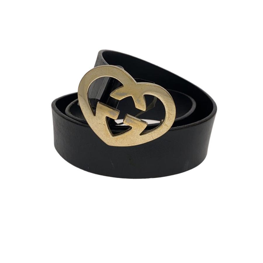 専用です。GUCCI ハート型バックル 黒ベルト GUCCI◇ハートベルト/レザー/BLK/無地/レディース : セカンド