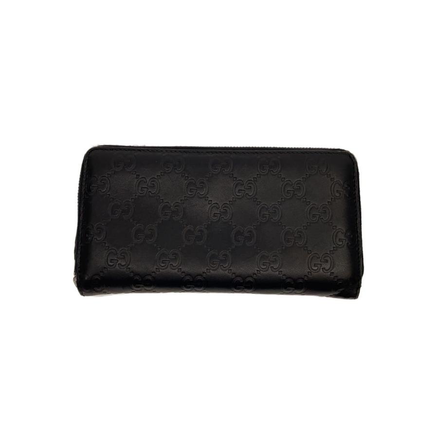 GUCCI◇長財布_グッチシマ/レザー/BLK/メンズ : セカンドストリート