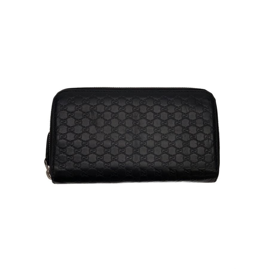 GUCCI◇長財布_マイクログッチシマ/レザー/BLK/メンズ// : セカンド